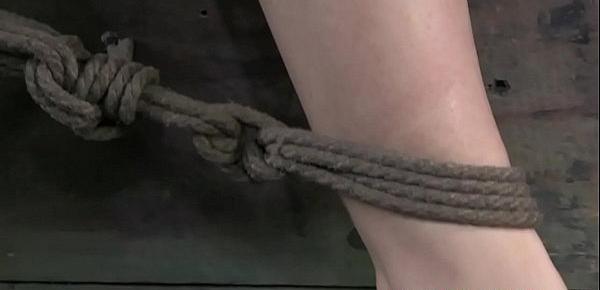  Tied up bondage sub Ashley Lane wax play